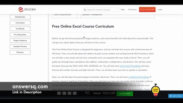 Educba Free Excel Courses with Free Certificates смотреть онлайн
