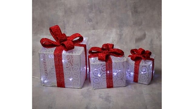Светодиодная фигура «Подарки с красной лентой» 15, 20, 25 см, текстиль, металл, 220 В, 8 режимов смотреть онлайн