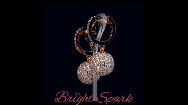 Серьги - шарики розового золота в россыпи муассанитов Sun 3,6 карата от Bright Spark смотреть онлайн