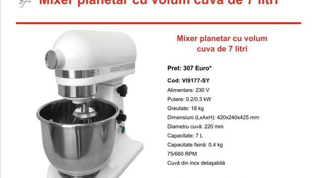 Mixer planetar, cu volum cuva de 7 litri смотреть онлайн