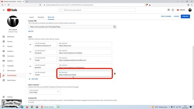 How to add social media or website links to YouTube Channel, Quick and Simple Steps смотреть онлайн