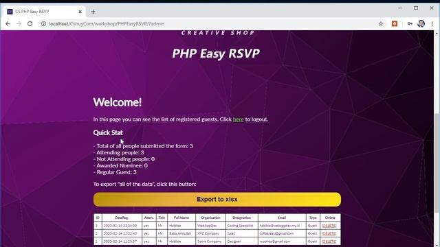 PHP Easy RSVP Simple Online RSVP and Registration Management смотреть онлайн
