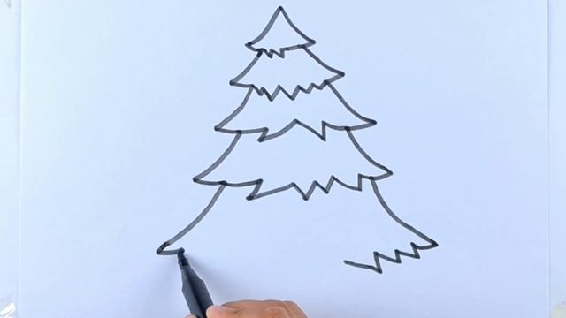 Bolalar uchun archa rasm chizish Рисуем елку для детей Drawing a Christmas tree for children смотреть онлайн