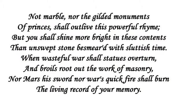 Sonnet 55 by William Shakespeare poetry reading смотреть онлайн