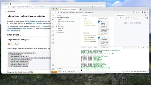 Run Laravel Breeze with Inertia Vue in your browser (DDEV / Gitpod) смотреть онлайн