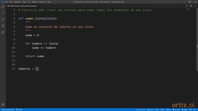 Python - Ejercicio 295: Crear una Función para Sumar Todos los Elementos de una Lista смотреть онлайн