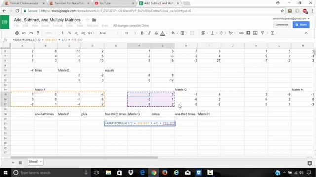 Use Google Spreadsheets to Add, Subtract, and Multiply Matrices смотреть онлайн