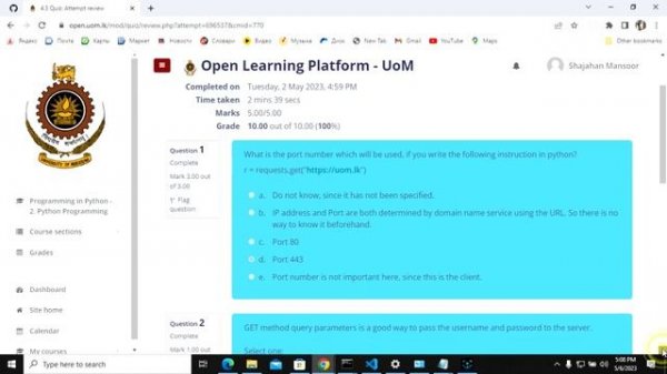 Python Programming 2 Assignment Answers | University of Moratuwa free courses |Module 2 | MR WinTec