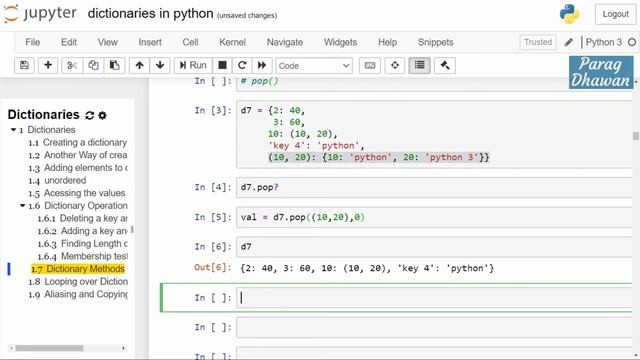 Python Dictionary Method - pop() смотреть онлайн