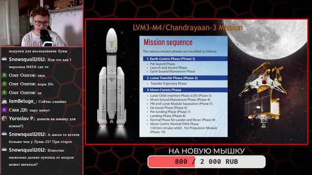 Запуск LVM-3 Chandrayaan-3 - Прямая трансляция