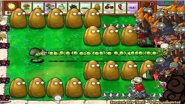 Plants vs Zombies Hack - 1 Gatling Pea vs Tall Nut vs All Zombies смотреть онлайн