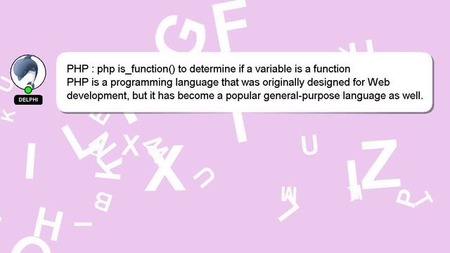 PHP : php is_function() to determine if a variable is a function смотреть онлайн