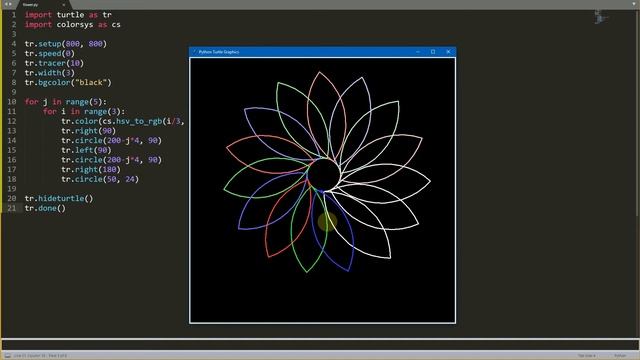 DRAW FLOWER USING PYTHON TURTLE | PYTHON TURTLE GRAPHICS | PYTHON TUTORIAL 2022 смотреть онлайн