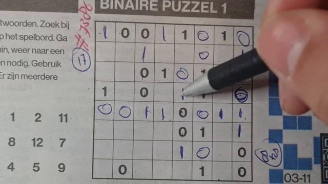 (#7386) Friday Binary Sudoku Puzzle. Bonus Extra Edition. 11-03-2023 Extra Part 3 Of 4