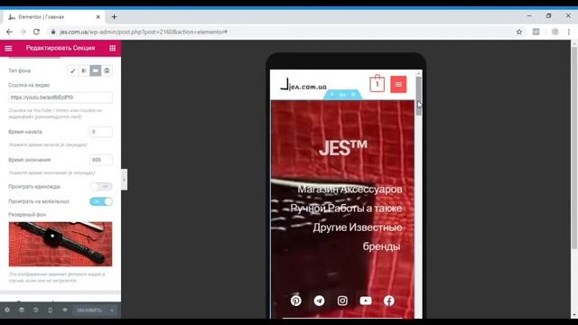 Elementor . Как создать сайт с видеороликом установка обзор смотреть онлайн