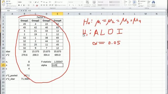 Excel - One-Way ANOVA manual смотреть онлайн