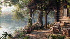 Spring Porch Ambience 🌳ㅣLakeshore Water Sounds, Birds Chirping & Spring Ambience