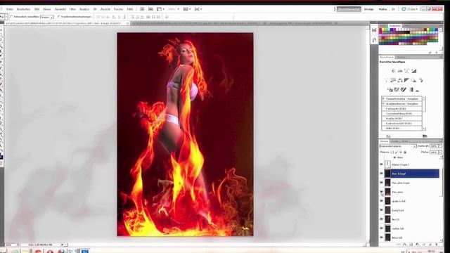 "girl on fire" Photoshop CS Tutorial - beautiful fire woman - burning in flames HD fire effect смотреть онлайн