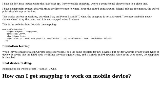 GIS: Snapping in Esri javascript api does not work on mobile device смотреть онлайн