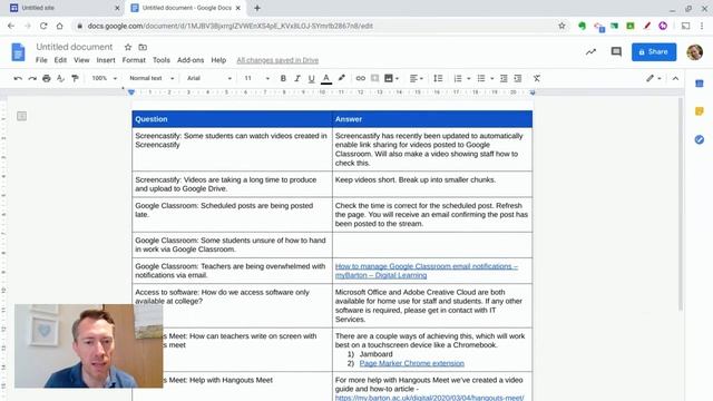 Google Sites - Adding a table using Google Docs смотреть онлайн