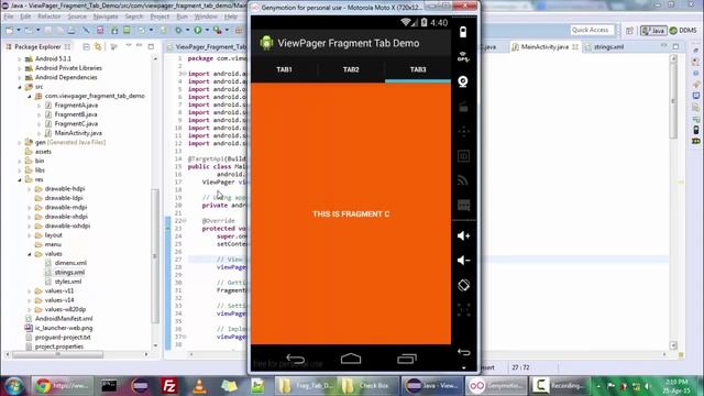 Android ViewPager Fragment Tab Demo смотреть онлайн