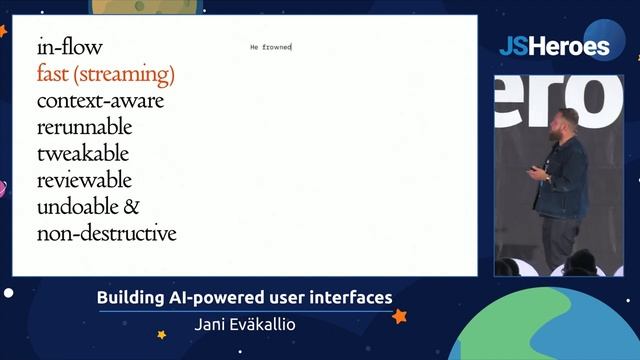 Building AI-powered user interfaces - Jani Eväkallio | JSHeroes 2023 смотреть онлайн