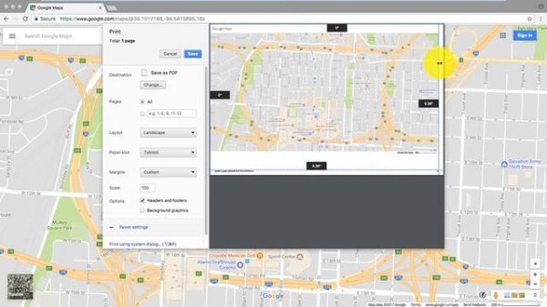 How to get Google Maps to print full page