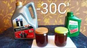 Татнефть люкс ПАО 5w40 (новый завод Танеко) и Мобил 1fs 5w40 заморозка до -30 и сравнение текучести.