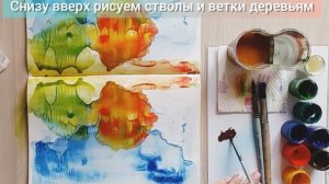 Изостудия Акварелька    Осенний пейзаж в технике монотипия для детей от 4 лет