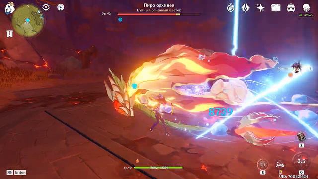 Кокоми vs Мона в соло против Пиро Орхидеи в игре Genshin Impact смотреть онлайн