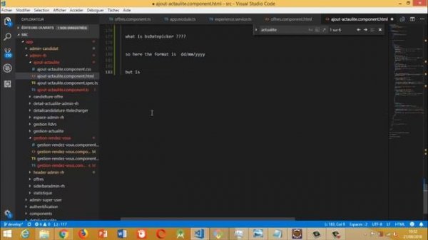 How to change the date format in the datepicker (bsDatepicker) of Angular html