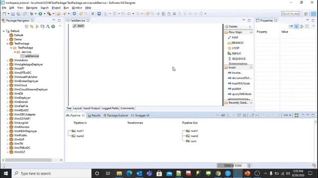 How to create flow service and run it from designer and browser in webMethods 10.X смотреть онлайн