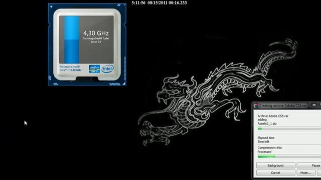 INTEL CORE I7 2600K (WINRAR 4.0) Test n11 @ Archiving 6 GB of Data смотреть онлайн
