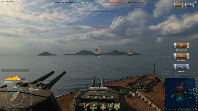 World of Warships(CBT:PT v0.4.0) HMS Warspite(T-6* Queen Elizabeth class 1941) Gameplay смотреть онлайн