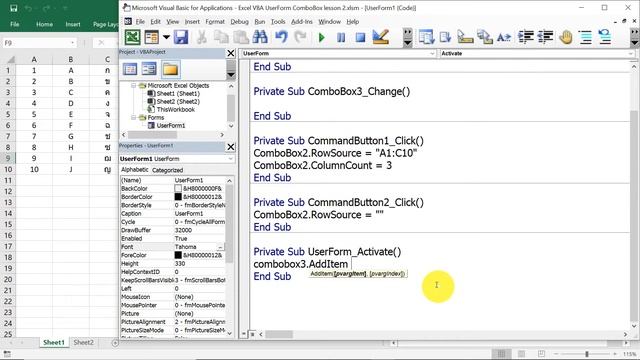 Excel VBA UserForm ComboBox Part3 การใส่ list ให้กับ ComboBox โดยวิธีเขียน Code смотреть онлайн
