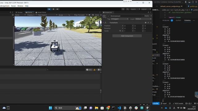 vtc unity walking test with ROS1 on Docker (TCP Communication) using ps4 controller смотреть онлайн