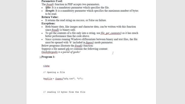 PHP | fread Function смотреть онлайн