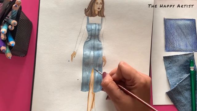 How to draw Denim fabric illustration | Rendering denim fabric | Tutorial for denim fabric texture смотреть онлайн