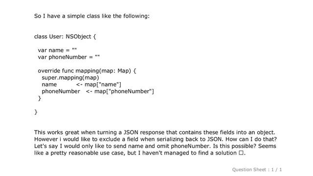 iOS : How to exclude fields in ObjectMapper during serialization? смотреть онлайн