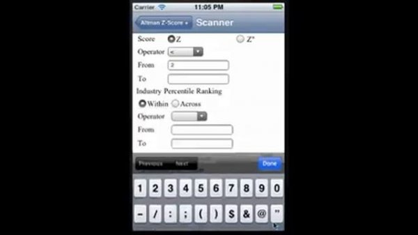 Altman Z-Score Scanner - iOS App