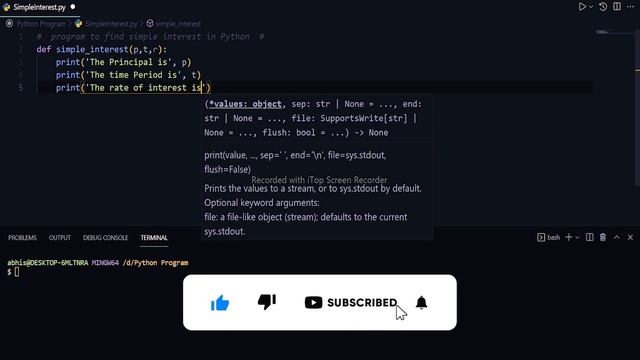 Python Programs Examples || Program - 5 || Simple Interest смотреть онлайн