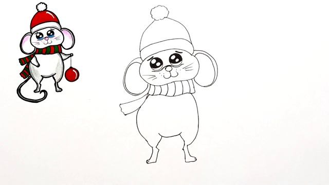 Как нарисовать мышку Символ 2020 года. Просто рисуем мышку крысу к Новому Году 2020. #319 смотреть онлайн