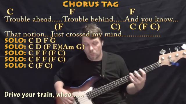Casey Jones (Grateful Dead) Bass Guitar Cover Lesson In C With Chords/Lyrics