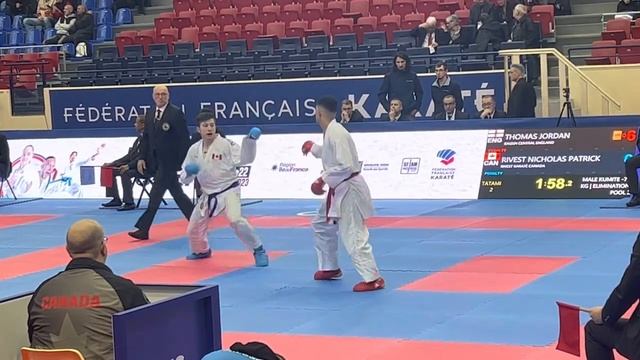 Jordan Thomas (ENG) Vs Patrick Nicholas Rivest (CAN) -75Kg Paris Open Karate 2023 смотреть онлайн