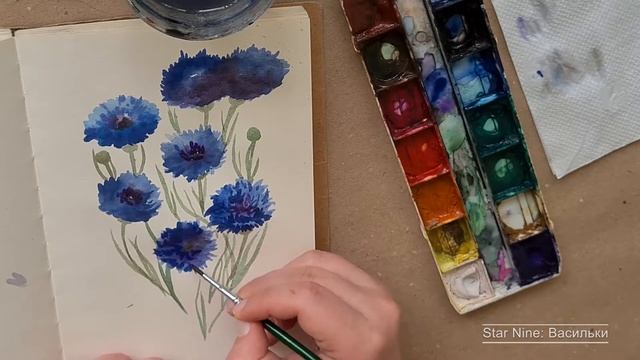 Учимся рисовать ВАСИЛЬКИ ☆9 смотреть онлайн