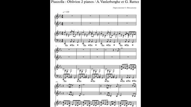 Ноты Piazzolla: Oblivion 2 pianos / A. Vanlerberghe et G. Rattez смотреть онлайн
