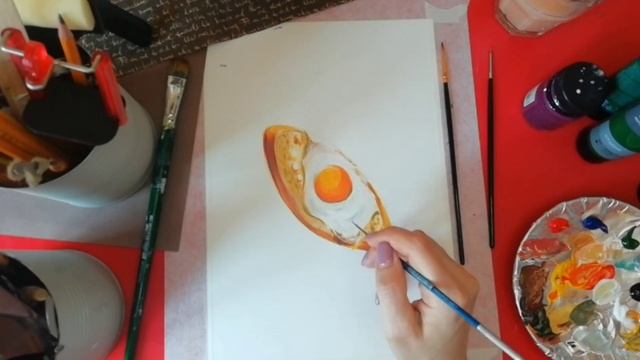 Рисуем просто. Мастер-класс рисуем бутерброд с яйцом. смотреть онлайн