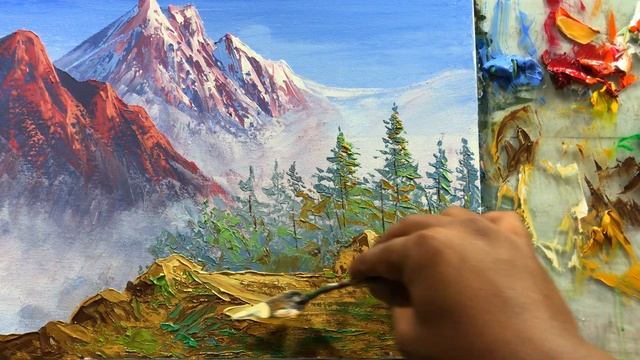 Palette Knife Painting Techniques | Rocky Path and Trees | Step by step for beginners | Part-3 смотреть онлайн