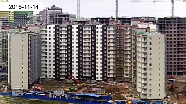 Ход строительства ЖК «Вернисаж», корп. 2 (май 2015 г. - июнь 2016 г.) смотреть онлайн