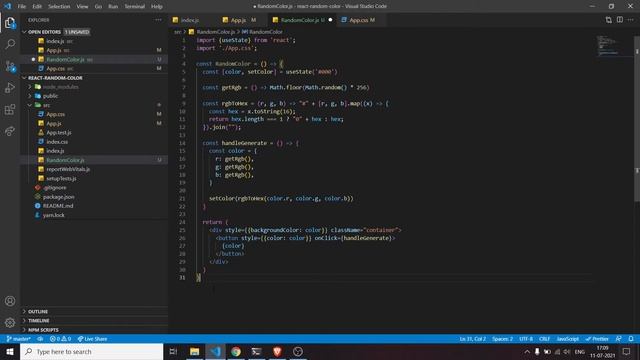 How to create a full screen random hex color generator in React смотреть онлайн